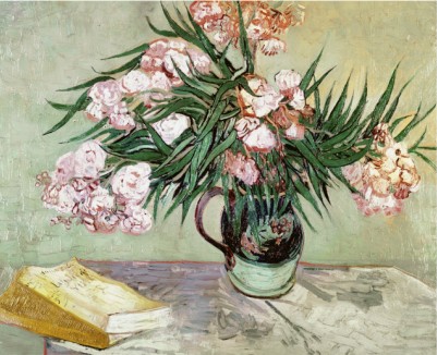 VASE WITH OLEANDERS AND BOOKS, C.1888 - Van Gogh Painting On Canvas